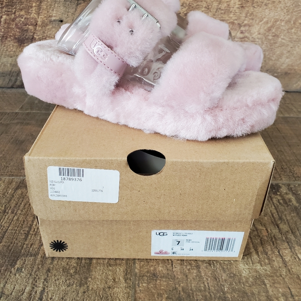 UGG W FUZZ YEAH Sz 7 Pink Crystal NWT